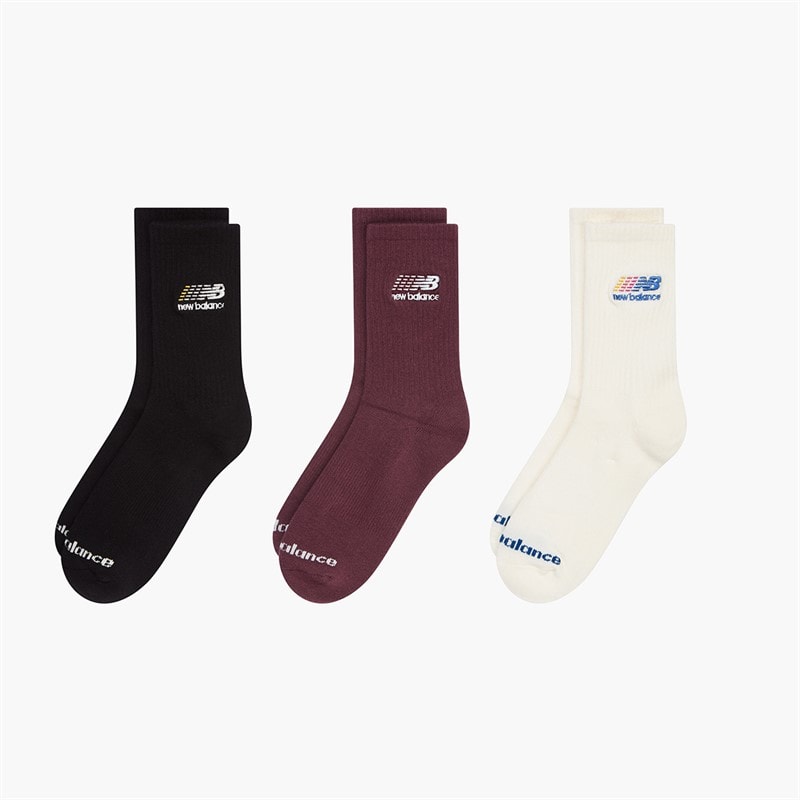 New Balance Stickerei Logo 3er-Pack Rundhals Socken Weiß/Schwarz/Burgundy - Bild 2