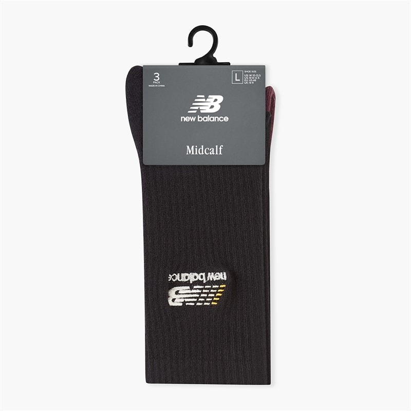 New Balance Stickerei Logo 3er-Pack Rundhals Socken Weiß/Schwarz/Burgundy - Bild 3