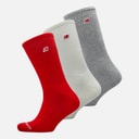 New Balance Heren Patch Logo Drie Pack Crew Sokken Wit/Rood
