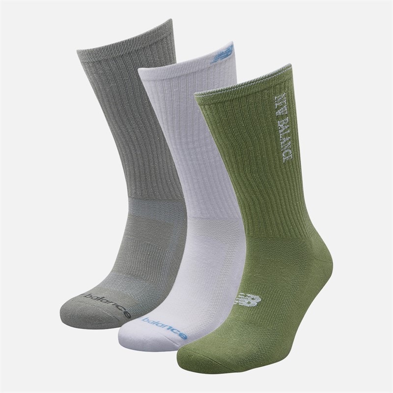 New Balance Chaussettes basses Trois paires Multi Logo Blanc/Gris/Vert - Image 2