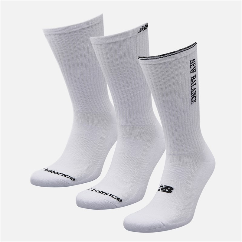 New Balance Multi Logo Drie Pack Crew Sokken Wit - Afbeelding 2
