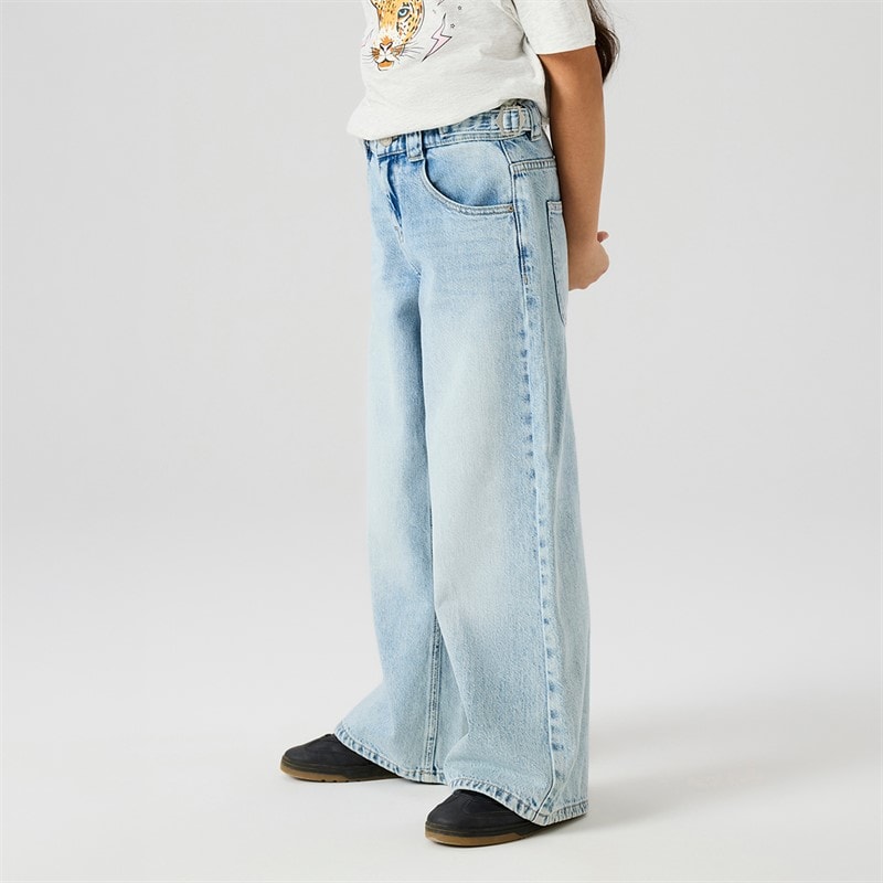 Name It Meisjes Bella Skater Gesp Jeans Light Blue Bleached Denim