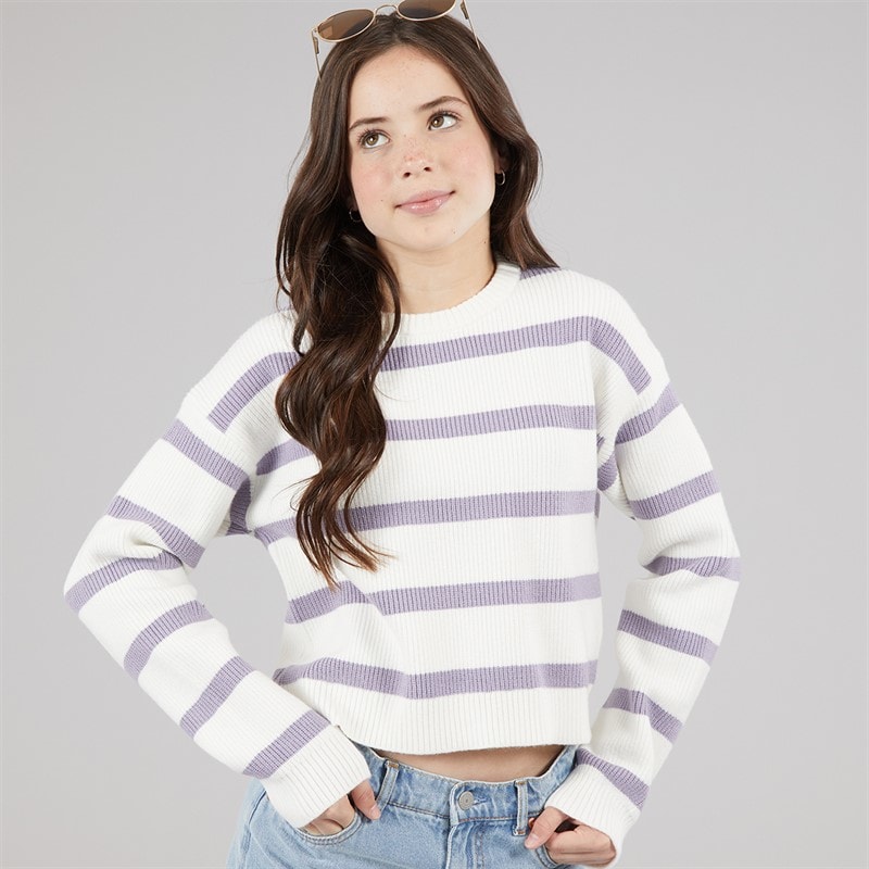 Name It Pull Tricoté Vanille Fille Cloud Dancer/Lavender Grey