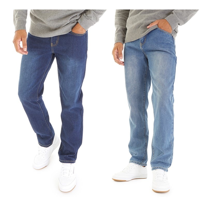 Smith And Jones Heren Sazzi Set van 2 Straight Fit Jeans Donkerwassing/Stonewash - Afbeelding 1