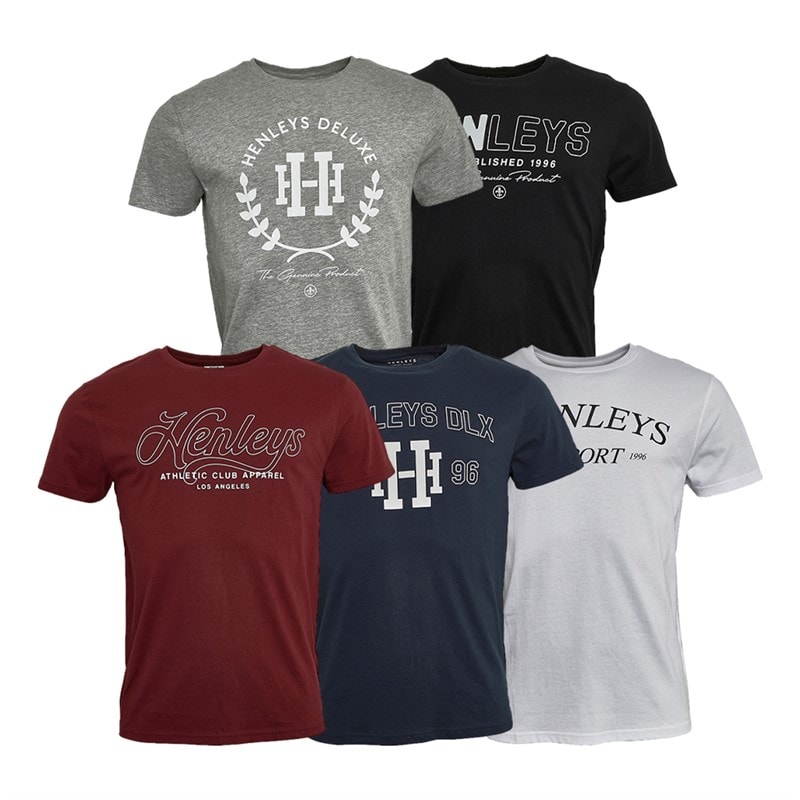 Henleys Herren Henley Varick Fünf-Pack T-Shirts Mehrfarbig