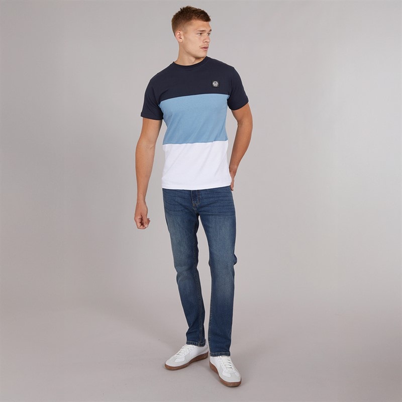 Henleys Herren Henpanel T Shirt Marineblau - Bild 3