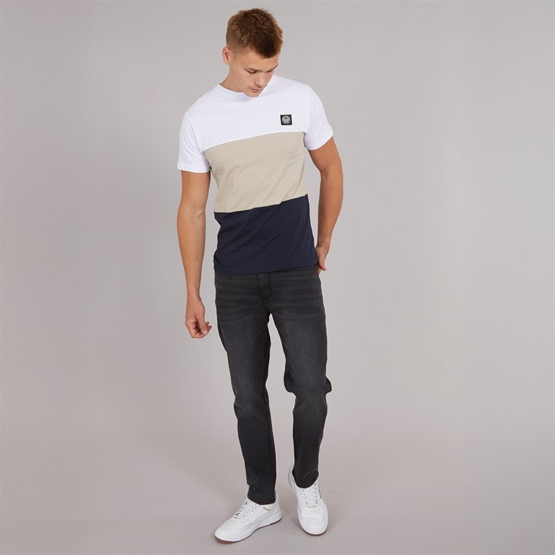 Henleys Heren Henpanel T Shirt Wit - Afbeelding 4