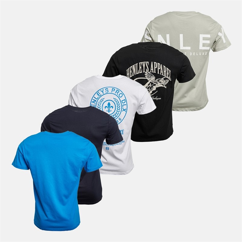 Henleys Heren Multhen Set van 5 T-shirts Assortiment - Afbeelding 2