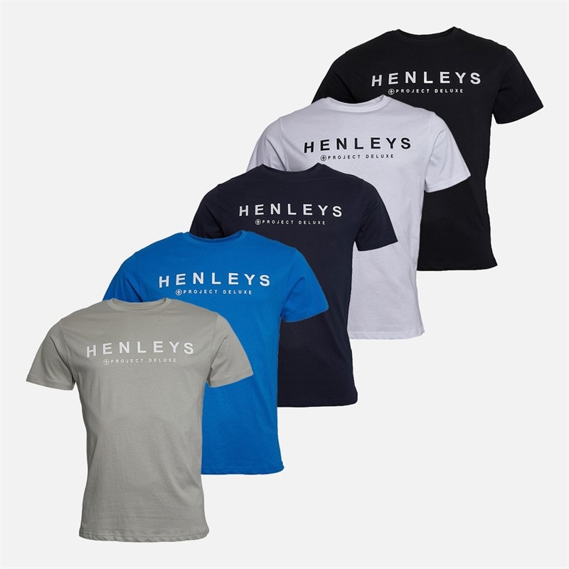 Henleys Herren Henryfront Fünferpack T Shirts Multi