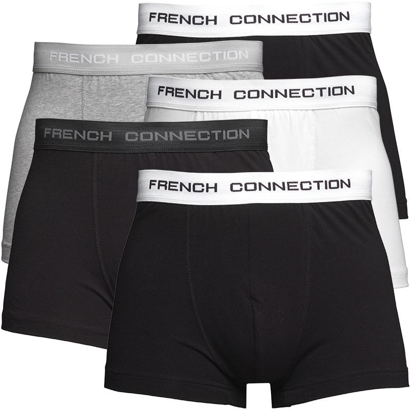 French Connection Heren Vijf Pack Boxer Trunks Zwart