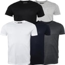 French Connection Heren 5-pack Crew T-shirts Multi 1 - Zwart/Wit/Marine/Lichtgrijs Melange/Antraciet
