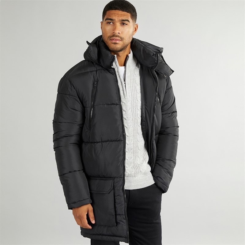 French Connection Parka met rits Heren Zwart - Afbeelding 1