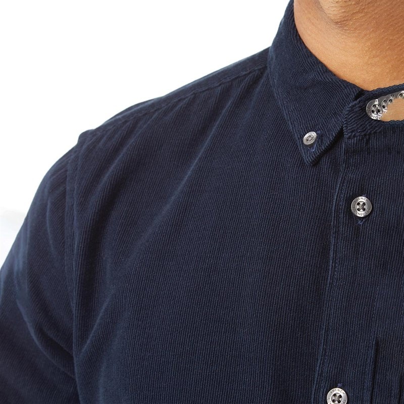 French Connection Heren Cord Overhemden met lange mouwen Donker Marineblauw - Afbeelding 3