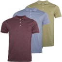 French Connection Heren 3 Pack Jersey Polo Shirts Multi 3 - Light Khaki/Chateaux Mel/Light Blue Mel