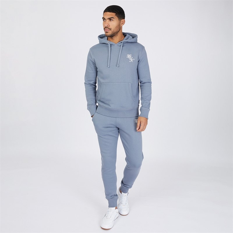 French Connection Herenscript Trainingspak Lichtblauw Melange/Wit
