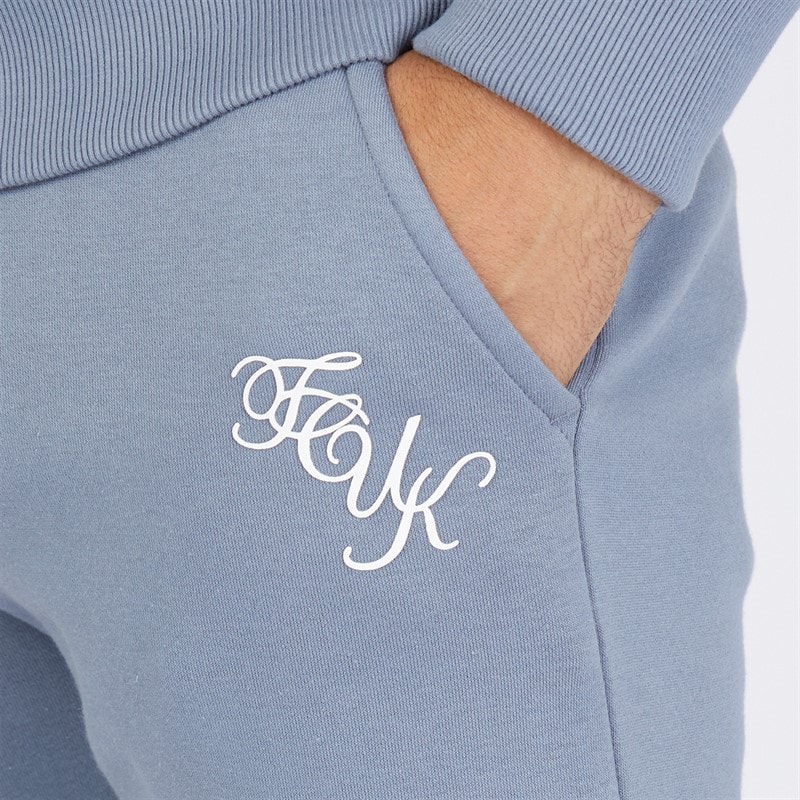 French Connection Herenscript Trainingspak Lichtblauw Melange/Wit - Afbeelding 5