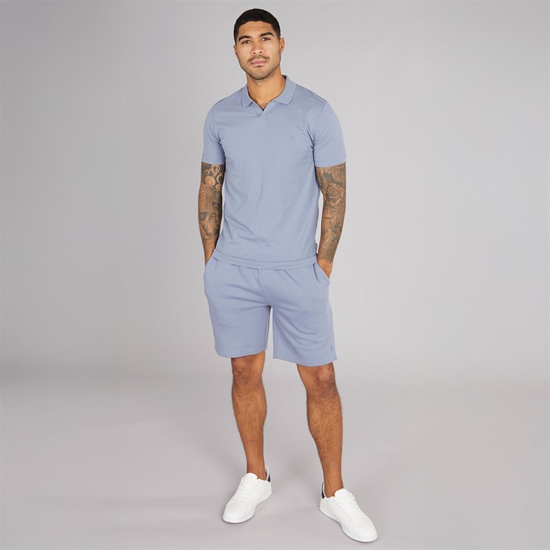 French Connection Heren Jersey Trofee Poloshirt en Shorts Set Light Blue - Afbeelding 4