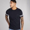 French Connection Heren Arm Stripes T-shirts Blauw