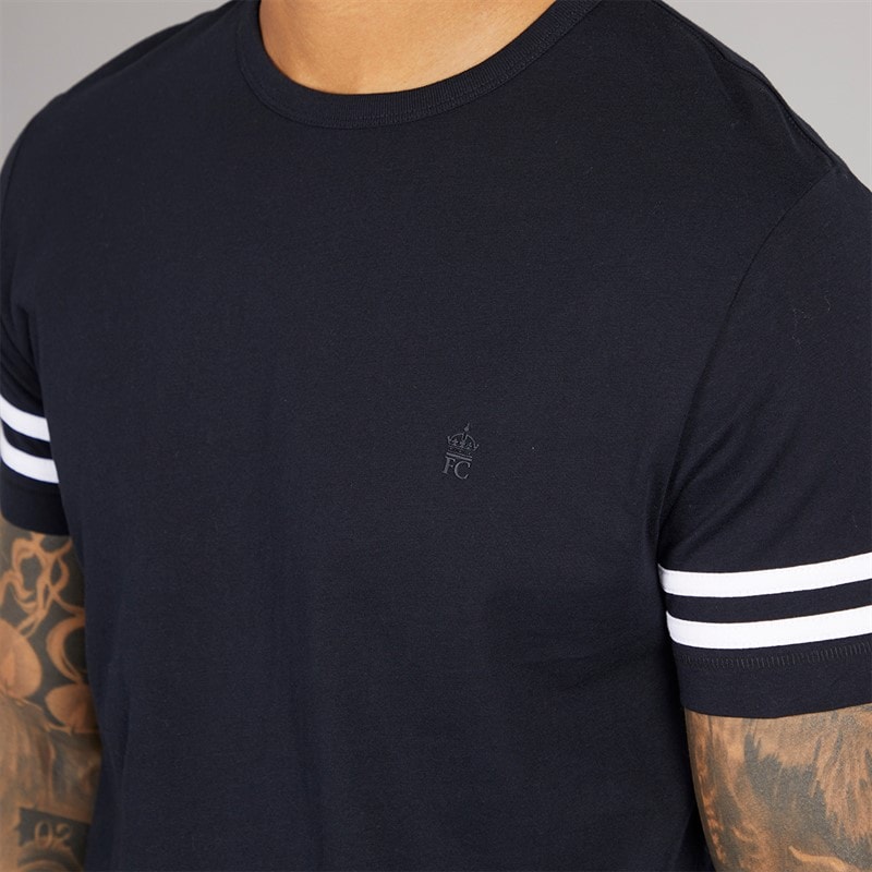 French Connection Heren Arm Stripes T-shirts Blauw - Afbeelding 3