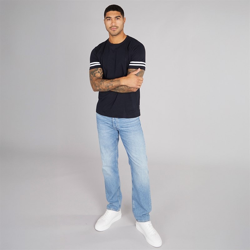 French Connection Heren Arm Stripes T-shirts Blauw - Afbeelding 4