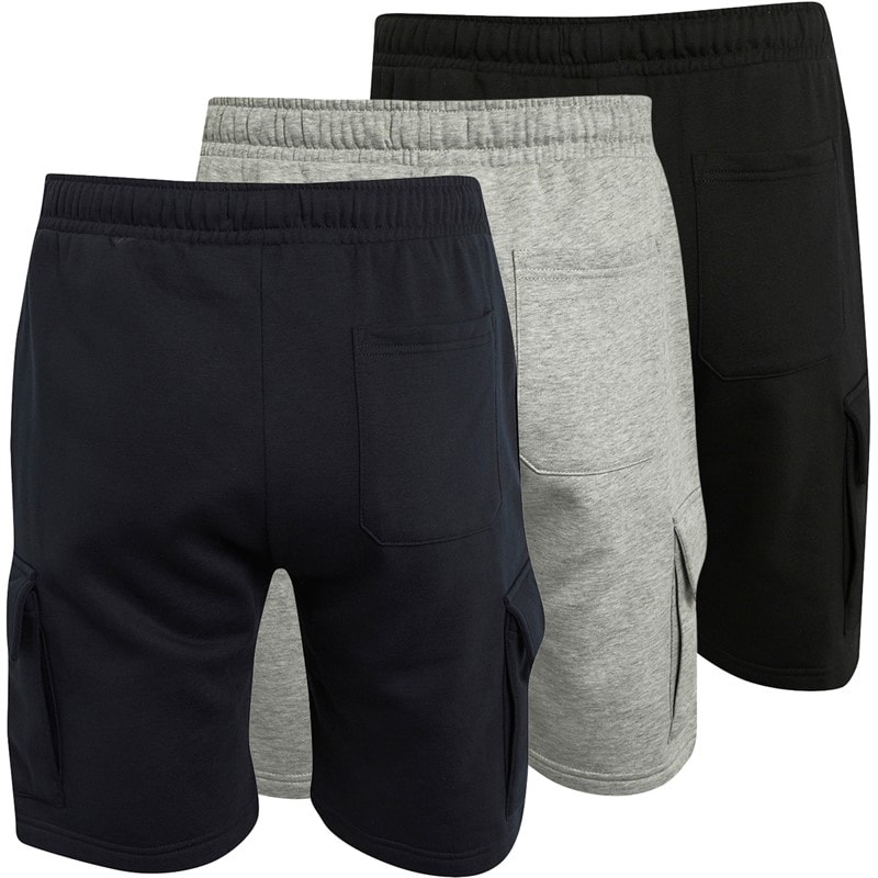 French Connection Heren Jersey Cargo Drie Pack Shorts Multi 1 - Black/Marine/Light Grey Mel - Afbeelding 2