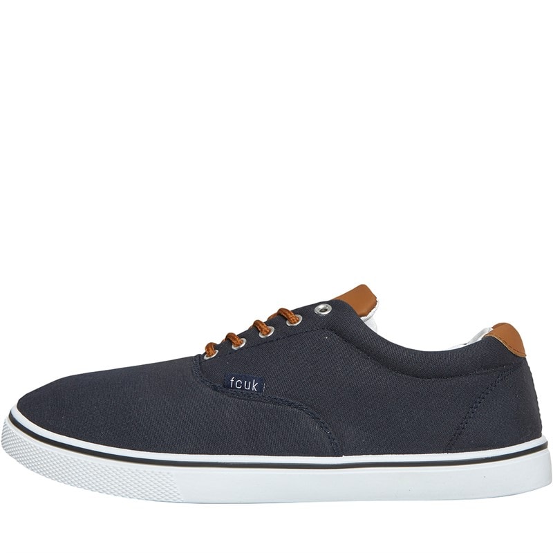 French Connection Heren FCUK Deck Canvas Pumps Navy