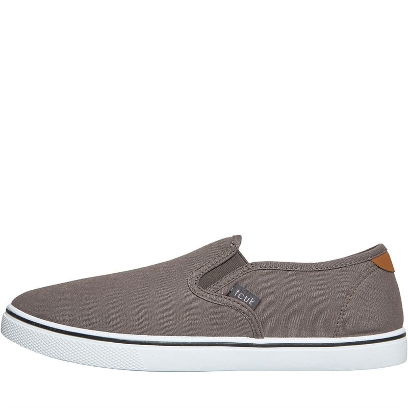 French Connection Heren FCUK Deck Slip On Canvas Pumps Grijs