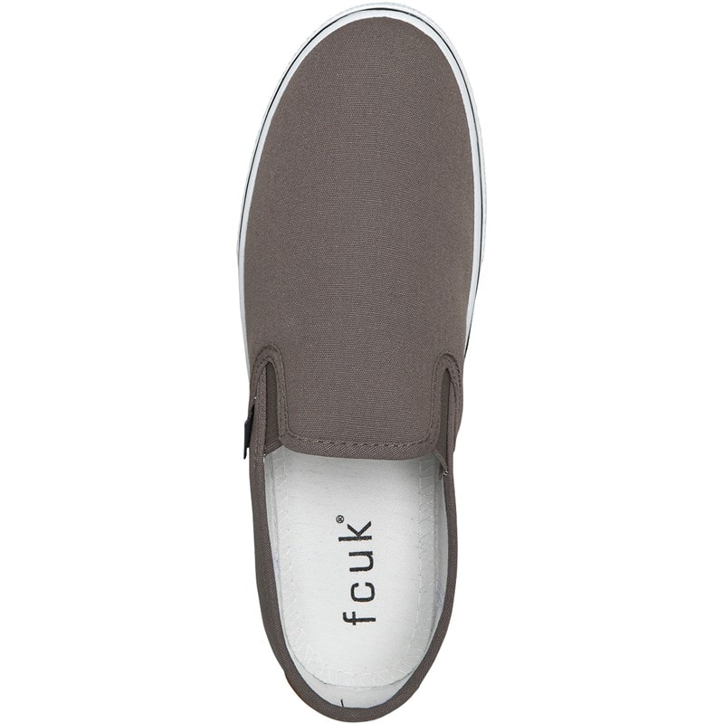 French Connection Heren FCUK Deck Slip On Canvas Pumps Grijs - Afbeelding 4