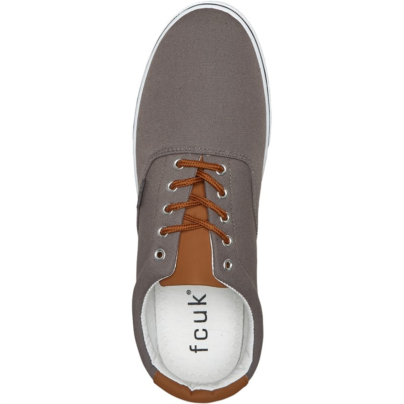 French Connection Heren FCUK Deck Canvas Pompen Grijs - Afbeelding 4