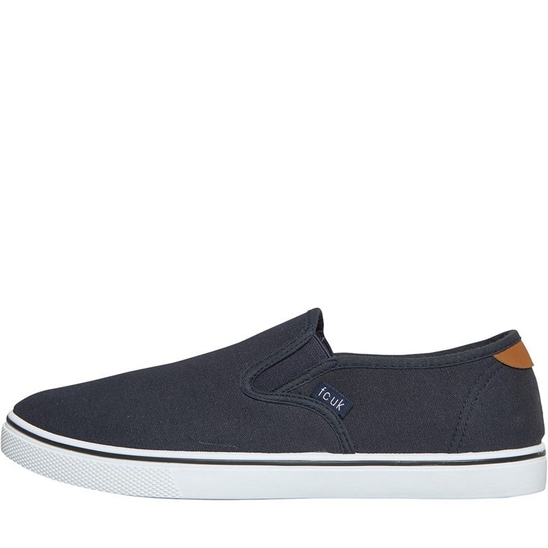 French Connection Heren FCUK Deck Slip On Canvas Pumps Navy - Afbeelding 1
