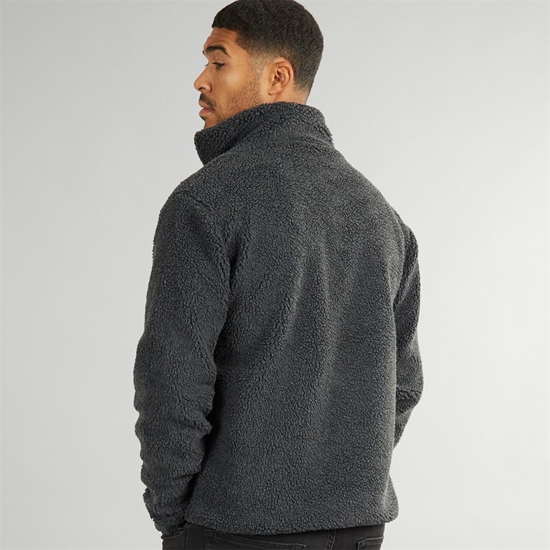 French Connection Herensweater met hoge hals van borg Charcoal Mel - Afbeelding 2