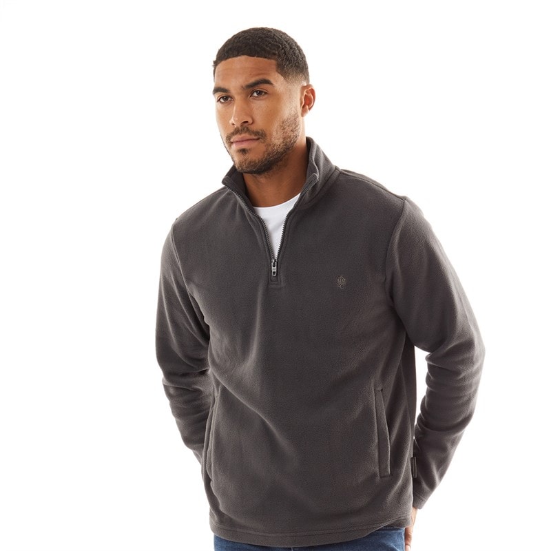 French Connection Heren 1/2 Zip Micro Fleece Anthrazit Mel