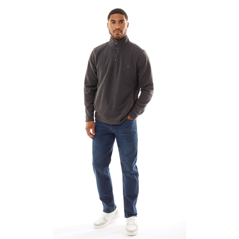 French Connection Heren 1/2 Zip Micro Fleece Anthrazit Mel - Afbeelding 4