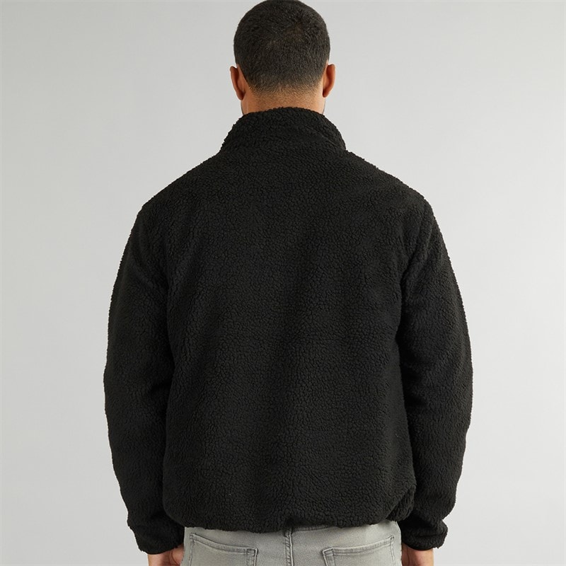 French Connection Fleece met hoge kraag van borg Zwart heren - Afbeelding 2