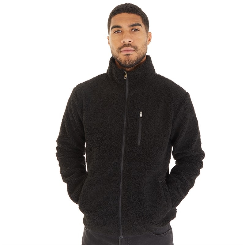 French Connection Fleece met hoge kraag van borg Zwart heren - Afbeelding 3