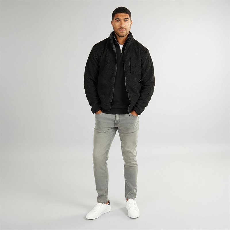 French Connection Fleece met hoge kraag van borg Zwart heren - Afbeelding 4