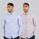 French Connection Herren Oxford Hemd mit langem Arm Mehrfarbig