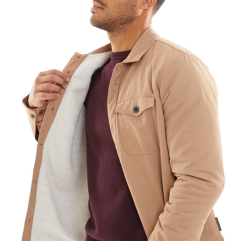 French Connection Heren Borg Overshirt Kameel - Afbeelding 3
