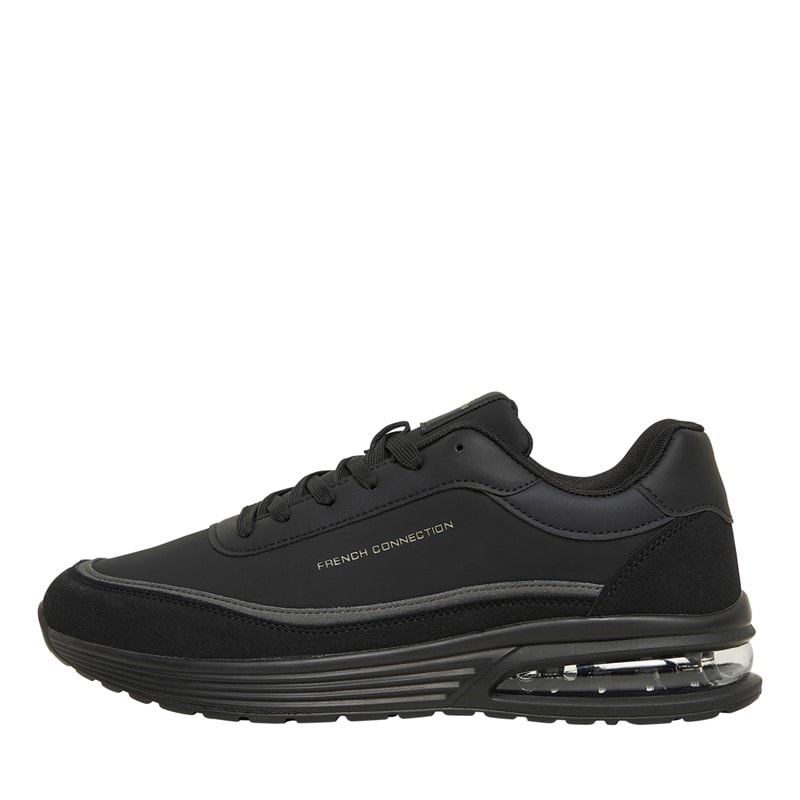 French Connection Heren PU/Suede Sneakers Zwart - Afbeelding 1