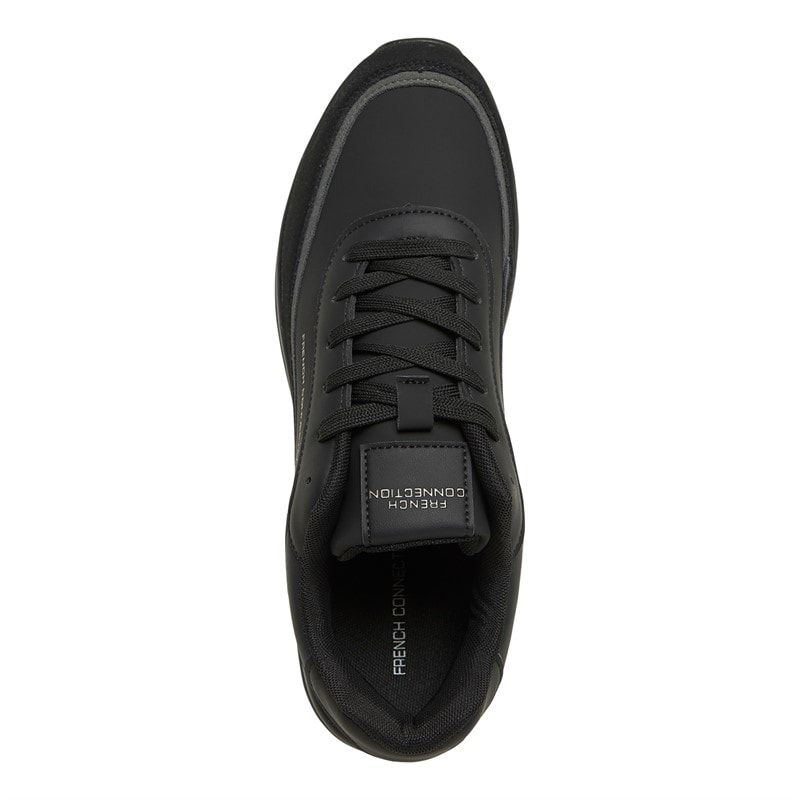 French Connection Heren PU/Suede Sneakers Zwart - Afbeelding 4