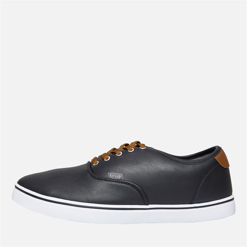 French Connection Heren Deck PU Canvas en gympen Zwart - Afbeelding 1