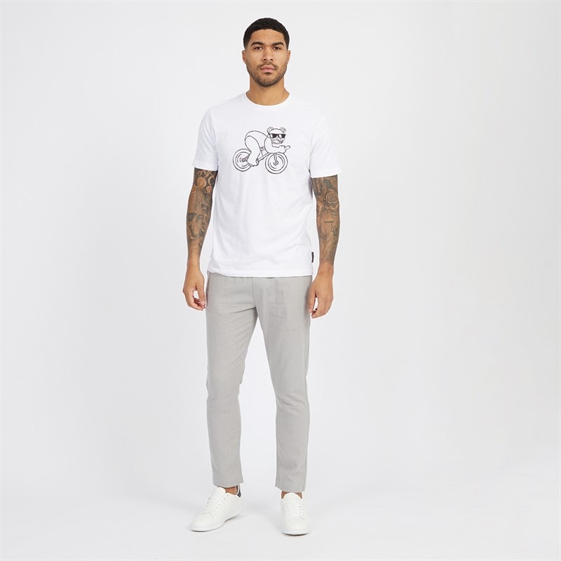 French Connection Heren Drawstring Linen Casual broek Grijs - Afbeelding 3