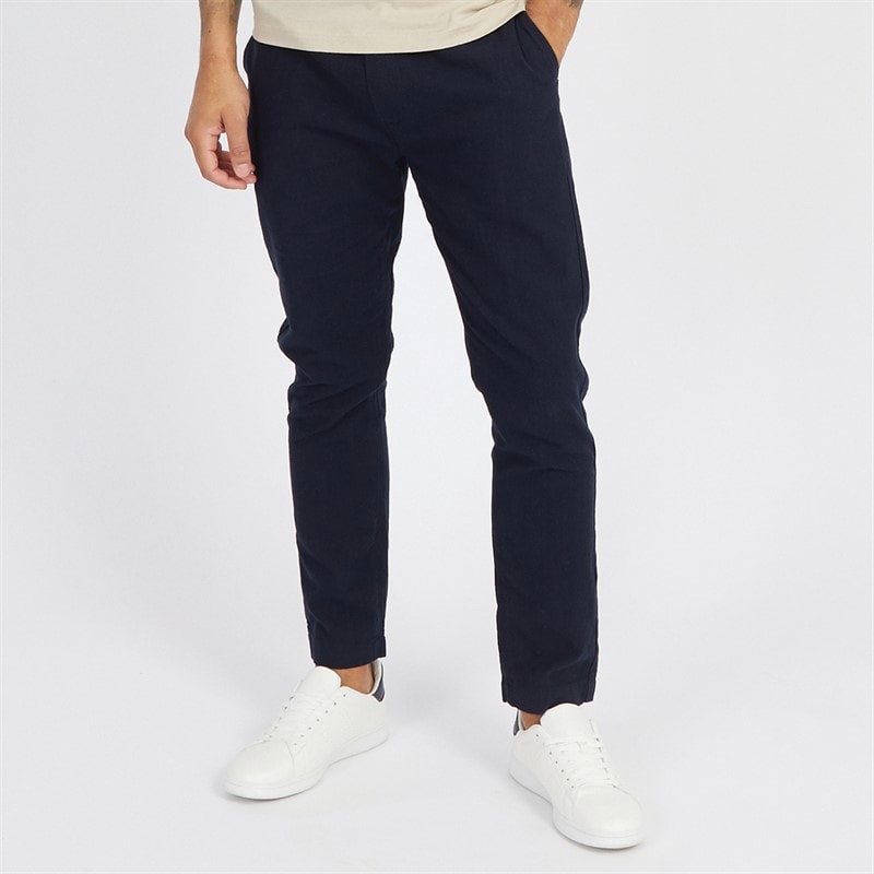 French Connection Heren Drawstring Linen Casual broek Blauw - Afbeelding 1