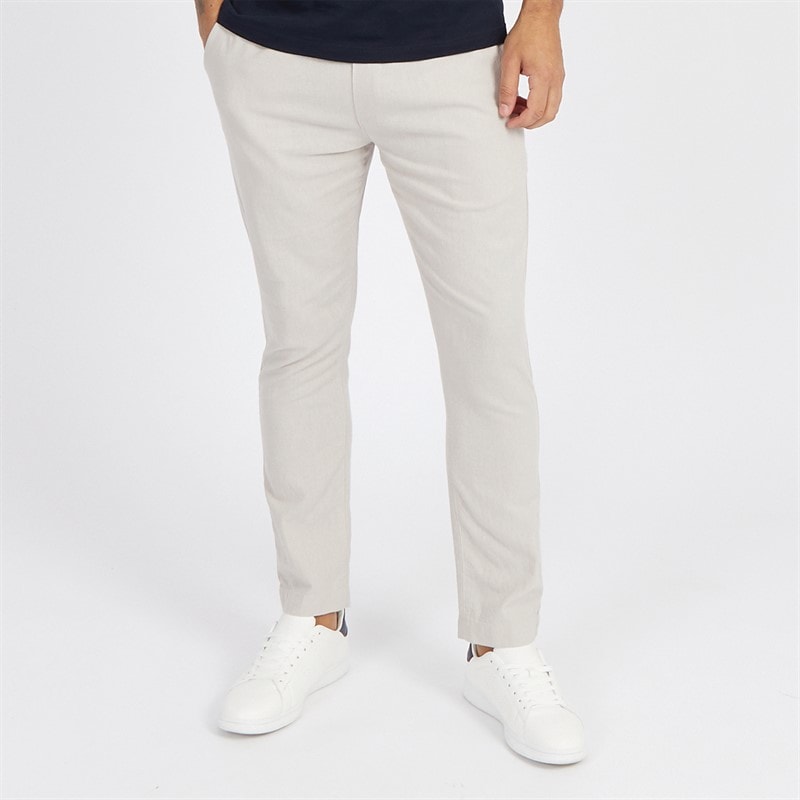 French Connection Heren Drawstring Linen Casual broek Ecru
