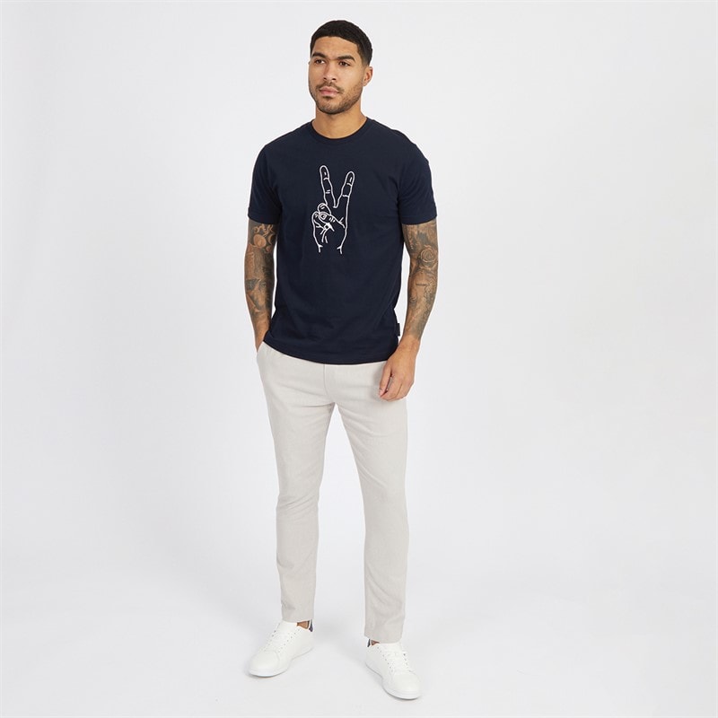 French Connection Heren Drawstring Linen Casual broek Ecru - Afbeelding 3