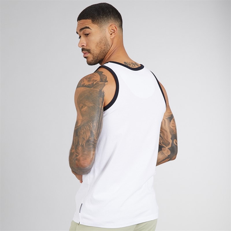 French Connection Heren Ringer Vest Wit/Marine - Afbeelding 2