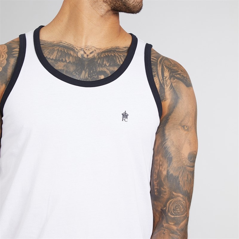 French Connection Heren Ringer Vest Wit/Marine - Afbeelding 3