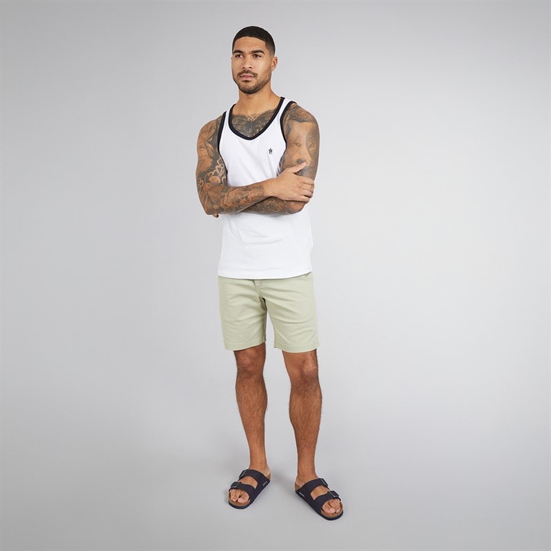 French Connection Heren Ringer Vest Wit/Marine - Afbeelding 4
