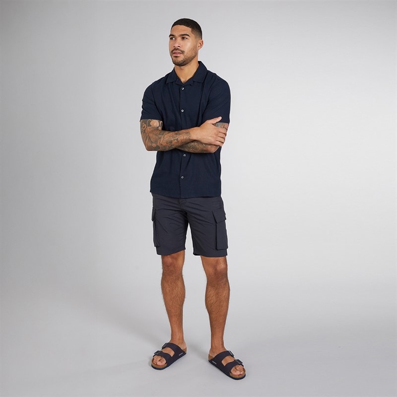 French Connection Heren Linen Overhemden met korte mouwen Blauw - Afbeelding 3