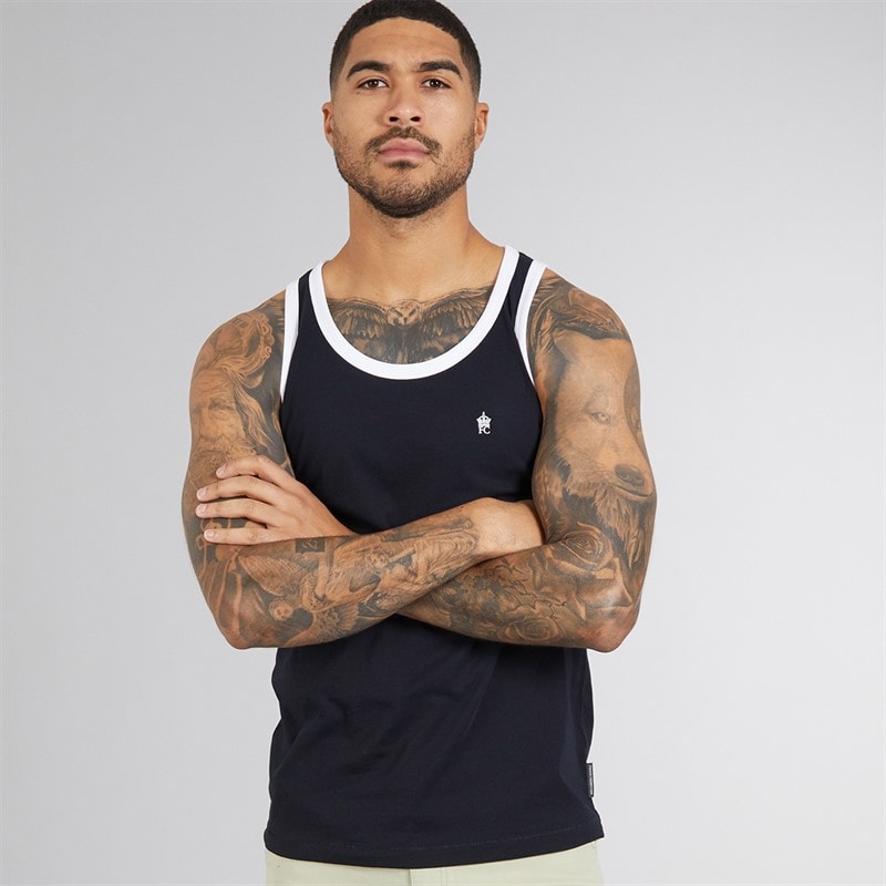 French Connection Heren Ringer Vest Marine/Wit